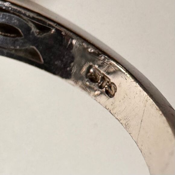 Vintage 925 Sterling Silver Black Spinel Cluster Ring STS Green Accents Sz 6.75 - Picture 9 of 9